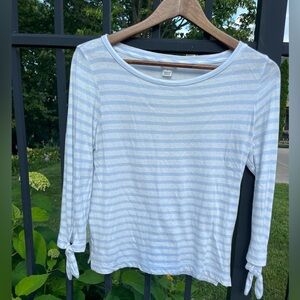 J. Crew Pale Blue & White Stripe Top, size Small.